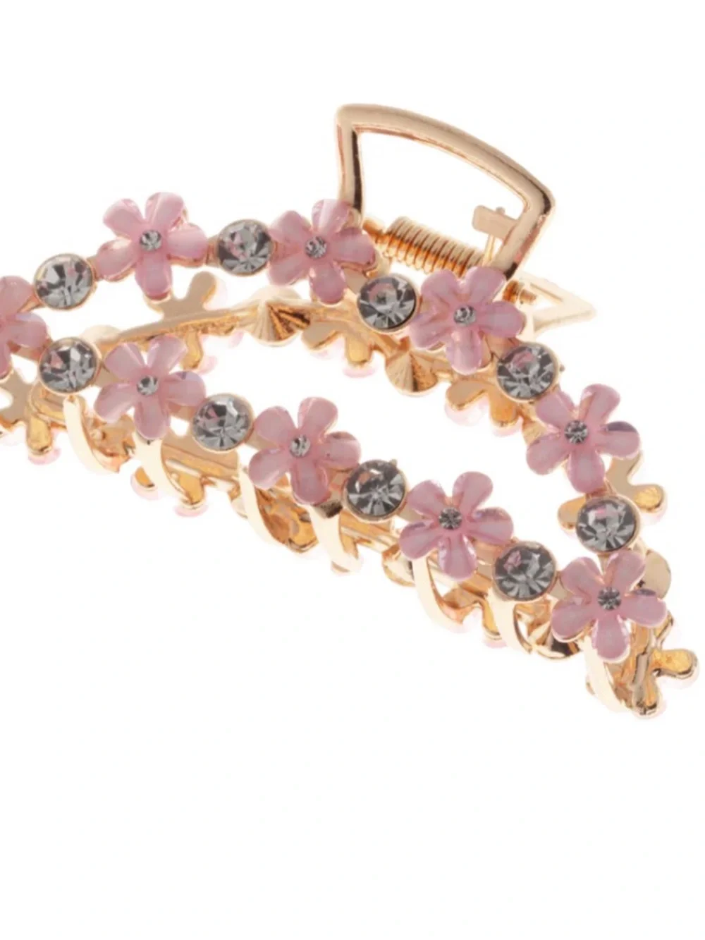 New🌟Anthropologie-Gold Floral Hair Clip with Pink Flower Accents